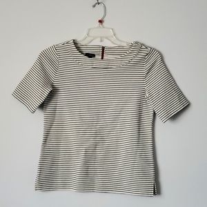 Talbots Striped White & Black Top